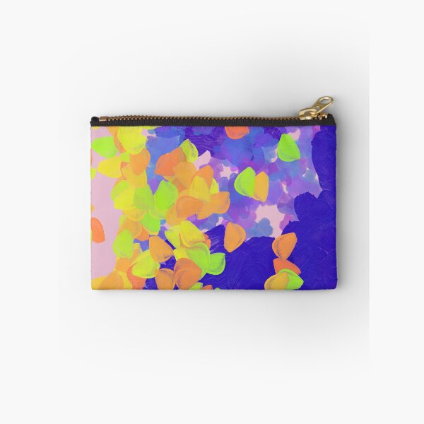 Item preview, Cobalt Blue and Purple Abstract Painting with Neon Floral Impressionist Petals designed and sold by Brushedinbold.