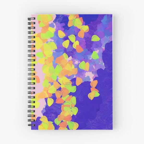 Item preview, Cobalt Blue and Purple Abstract Painting with Neon Floral Impressionist Petals designed and sold by Brushedinbold.