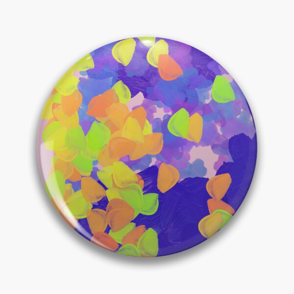 Item preview, Cobalt Blue and Purple Abstract Painting with Neon Floral Impressionist Petals designed and sold by Brushedinbold.