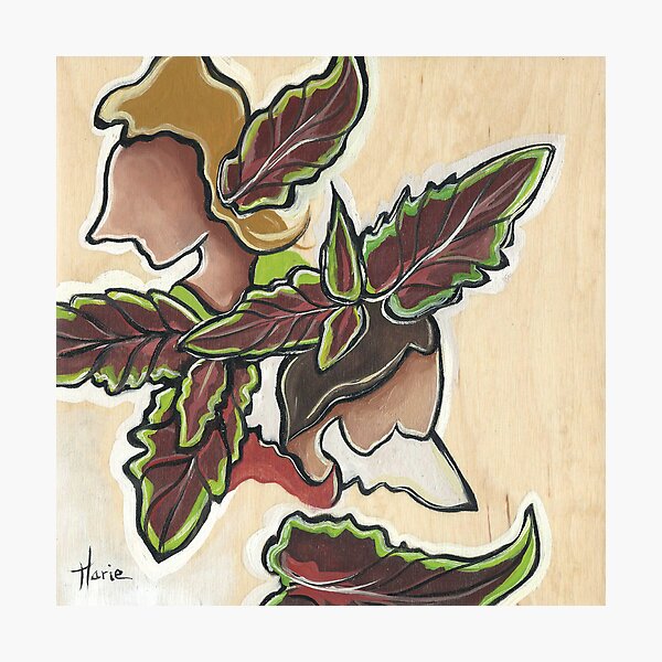 Nature painting oil on wood naive art - Parallel Photographic Print