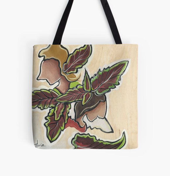 Peinture nature huile sur bois art naïf - Parallèlement Tote bag doublé