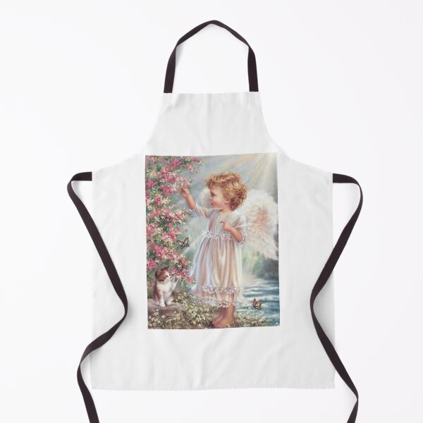 Item preview, Young Girl Angel Kitten Butterfly Cat Flower designed and sold by Rowena Jones.
