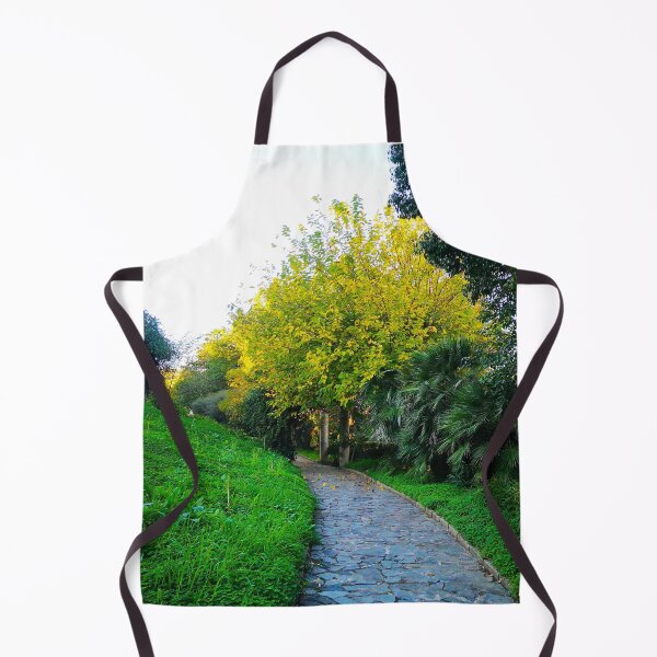 Item preview, Yellow and green trees near of a old Road in a historical garden designed and sold by anisbbmbrush.