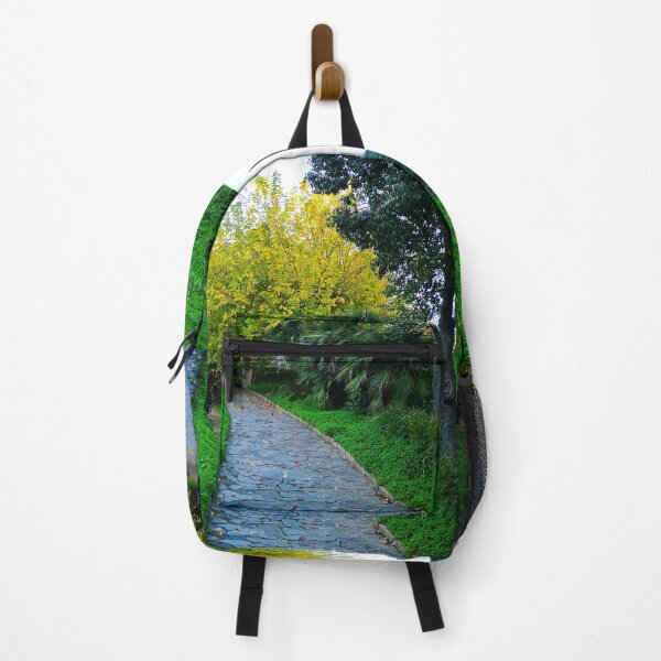 Item preview, Yellow and green trees near of a old Road in a historical garden designed and sold by anisbbmbrush.