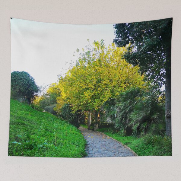 Item preview,  Yellow and green trees near of a old Road  in a historical garden  designed and sold by anisbbmbrush.