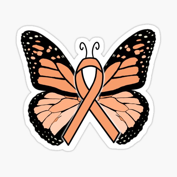 "Peach Cancer Ribbon Butterfly" Sticker for Sale by abigailrose14