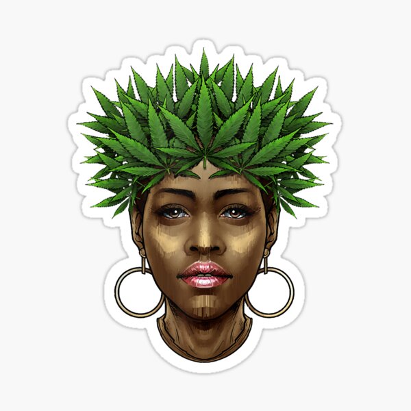 Black Girl Weed Leaf Hair Marijuana Black Woman 420 Cannabis Smoking Sticker