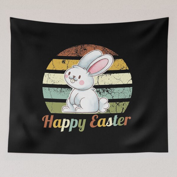 Item preview, Happy Easter ,Sweet Easter Day Watercolor Bunny Retro Vintage Trendy Cool Colorful Sunset Art designed and sold by pedrored369.