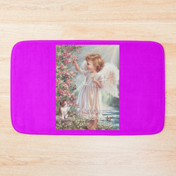 Item preview, Copy of Young Girl Angel Kitten Butterfly Cat Flower Pink designed and sold by Rowena Jones.