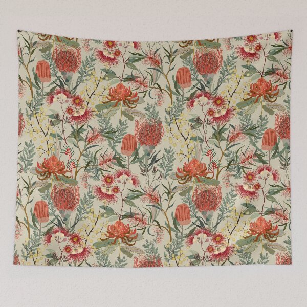 Item preview, Springtime Red Australian Native Flowers on Cream Background designed and sold by Jaydee001.