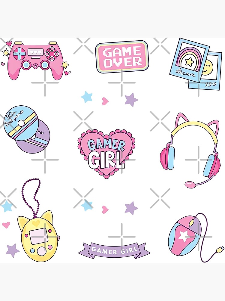 Kawaii Gamer Girl Sticker Gaming Planner Clipart Chibi Bundle 