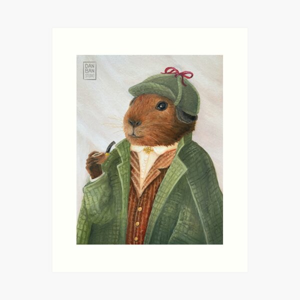 Lady Sherlock Guinea Pig Portrait Art Print