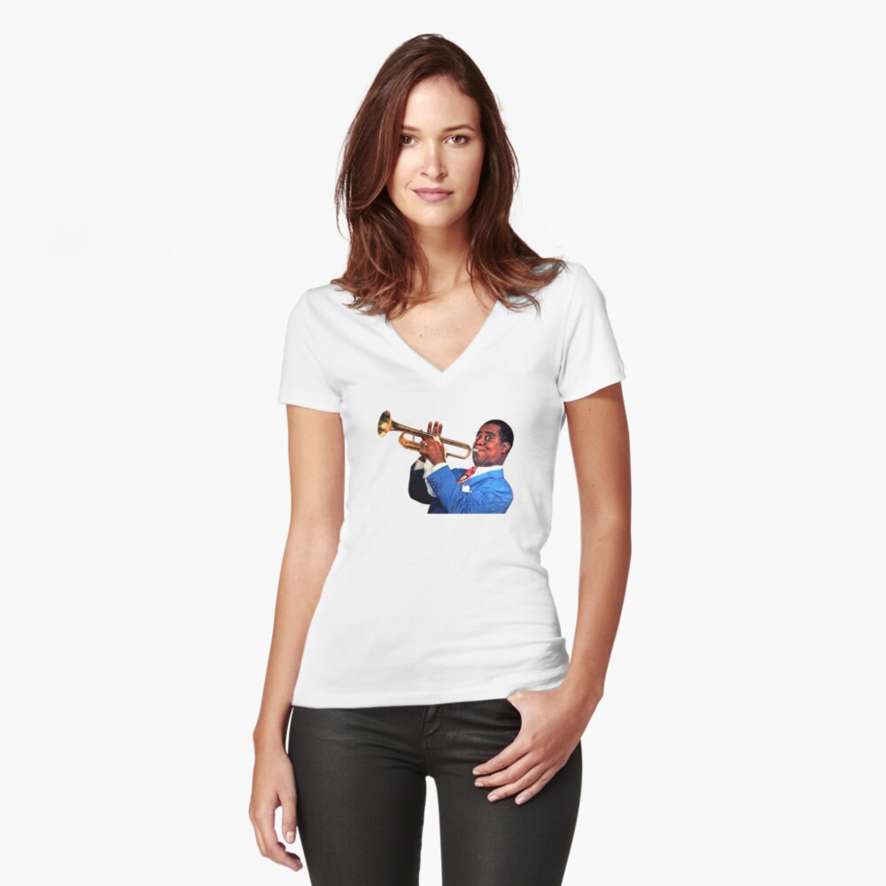 Custom Louis Armstrong In Wpap Pop Art Style Ladies Fitted T-shirt