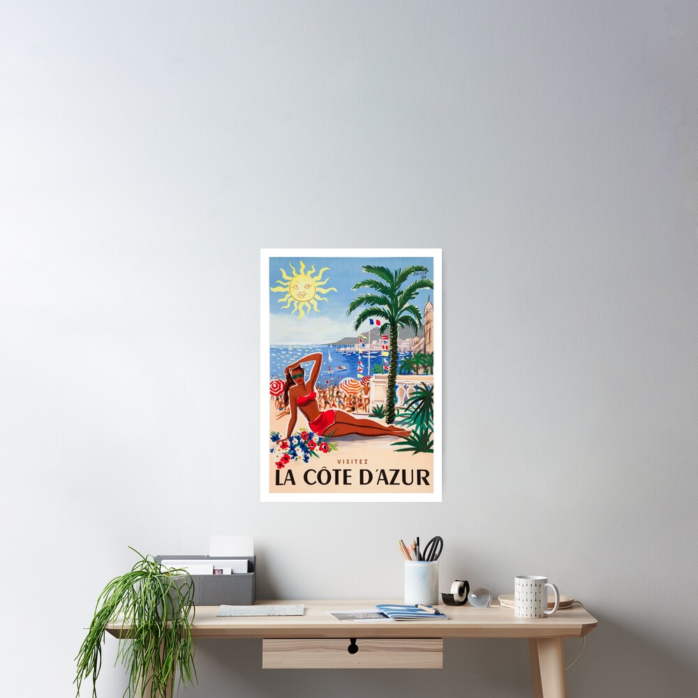1955 France Visit La Cote D'Azur Travel Poster Poster