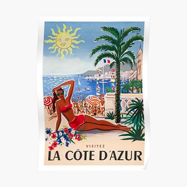 1955 France Visit La Cote D'Azur Travel Poster Poster