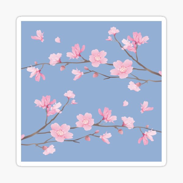 Cherry Blossom flower plant - Serenity Blue Sticker