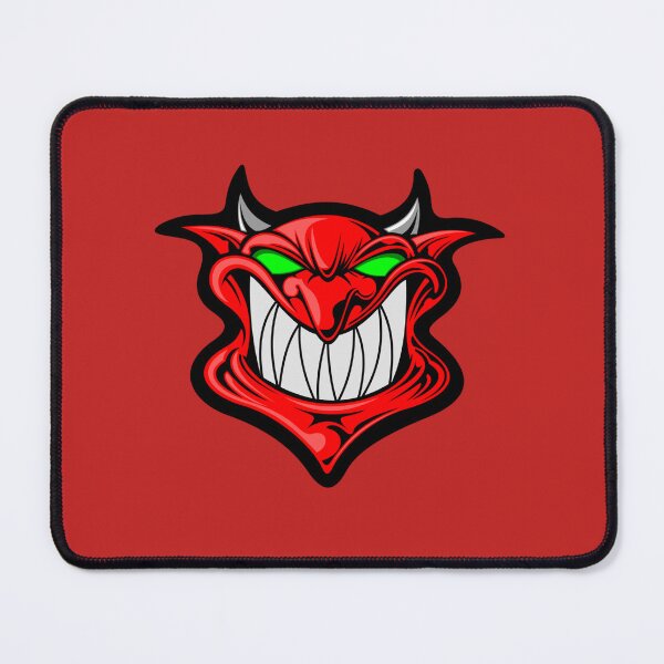 Item preview, red devil face smiling with green eyes Sticker designed and sold by Luisa1GOllner.