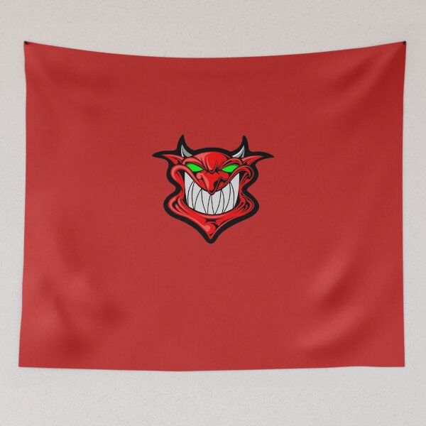 Item preview, red devil face smiling with green eyes Sticker designed and sold by Luisa1GOllner.