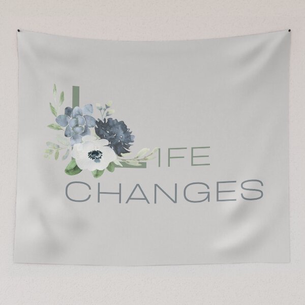 Item preview, Life Changes quote with blue Hellebore designed and sold by Levated.
