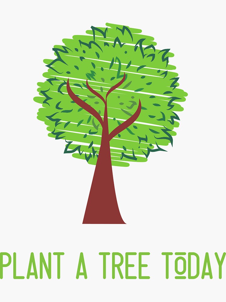 "Plant a tree today illustration" Sticker by Cap4tees Redbubble