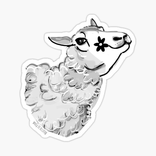 Happy Sheep with a flower Sticker