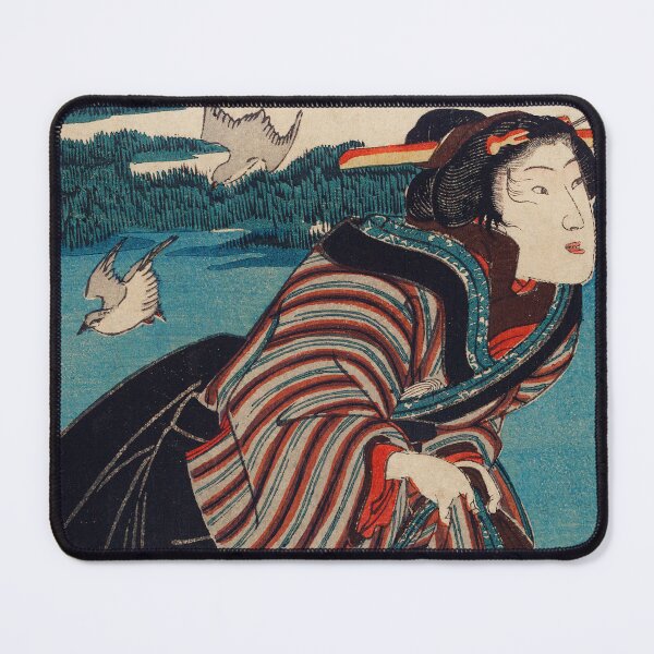 Item preview, Traditional Japanese Woman walking on a Wharf - Ukiyo-e Illustration designed and sold by FrostMintStudio.