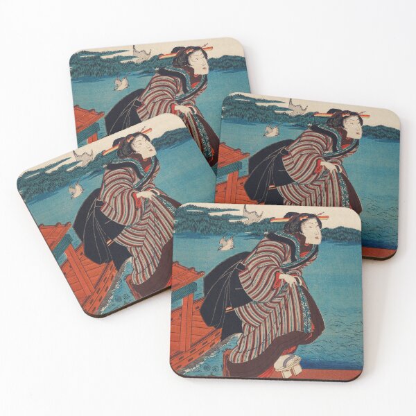 Item preview, Traditional Japanese Woman walking on a Wharf - Ukiyo-e Illustration designed and sold by FrostMintStudio.