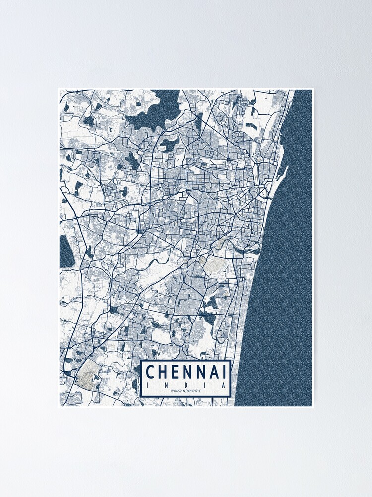 "Chennai City Map of India Coastal" Poster for Sale by deMAP Redbubble