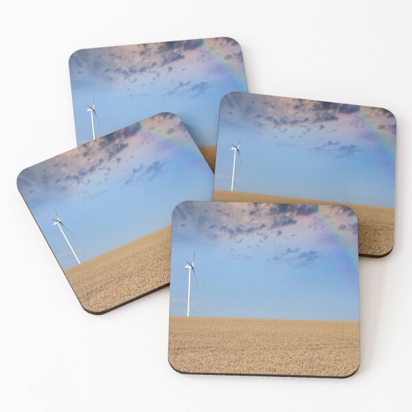 Item preview, wind turbine on wheat field and rainbow landscape designed and sold by goceris.