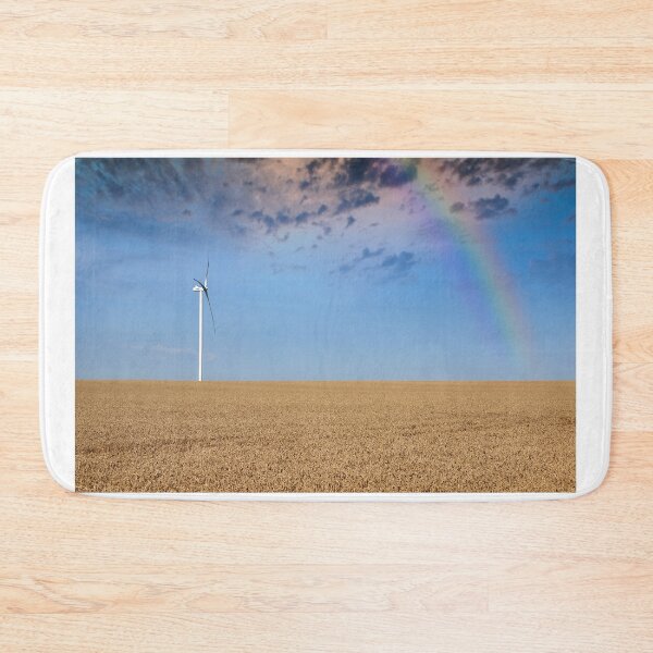Item preview, wind turbine on wheat field and rainbow landscape designed and sold by goceris.