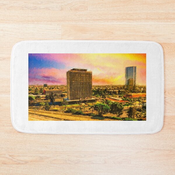 Item preview, Downtown Oxnard, California, at sunset - digital painting designed and sold by NickoPrints.
