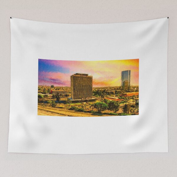 Item preview, Downtown Oxnard, California, at sunset - digital painting designed and sold by NickoPrints.