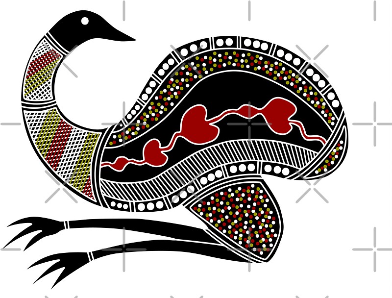 Aboriginal Art Emu The Emu Stickers By HogarthArts Redbubble   Flat,800x800,075,f.u6 