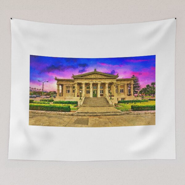 Item preview, Carnegie Art Museum in the evening, Oxnard, California designed and sold by NickoPrints.