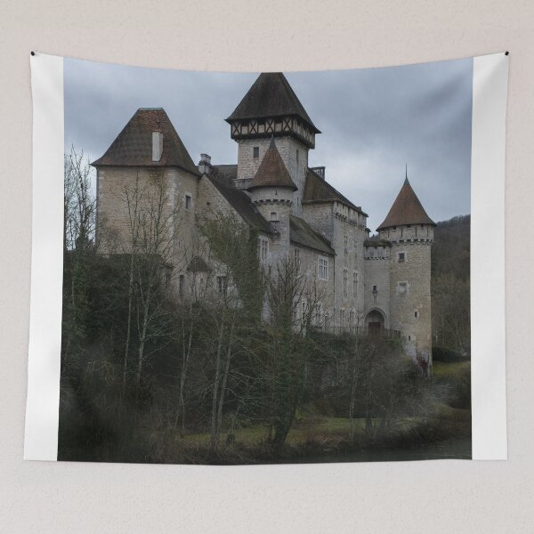 Item preview, The castle of Cleron is a 14th-century castle on the river Loue in the Bourgogne-Franche-Comte. Cloudy winter day. (vertical) designed and sold by Maurizio Fabbroni.