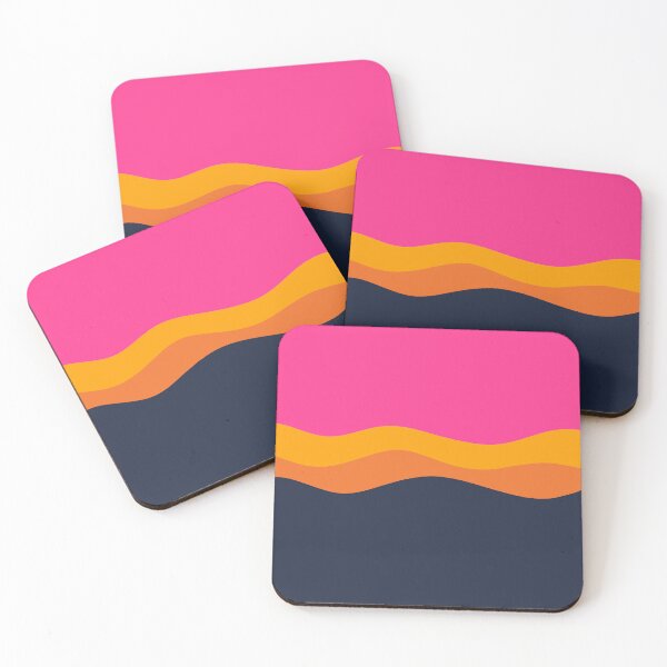 Artikelvorschau, Dunkelblau Orange Pink Minimalistische Bunte Retro Streifen Wellen   entworfen und verkauft von LiquidWing.