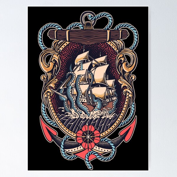 Anime Second Pirate Ship Print Tattoo Fan Art Matte Print -  Sweden