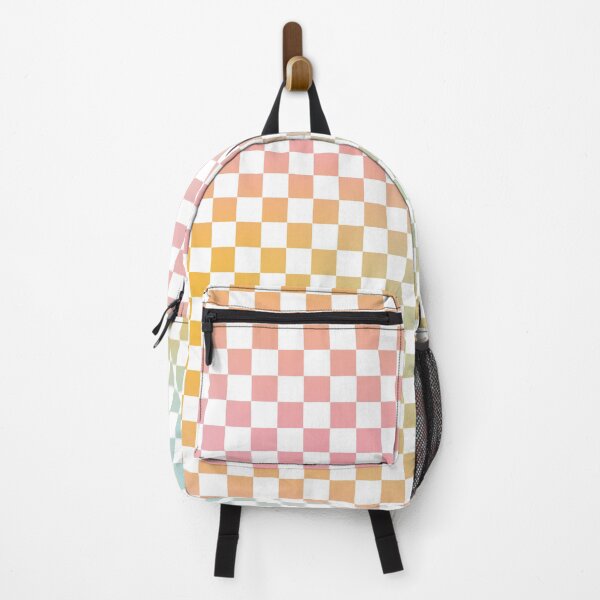 Item preview, trendy ombre tie dye checker checkerboard pattern background pink orange and blue designed and sold by MarzStudio.