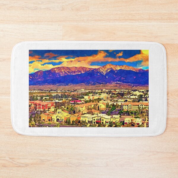 Item preview, Rancho Cucamonga aerial with San Gabriel Mountains and Cucamonga Peak in the distance designed and sold by NickoPrints.