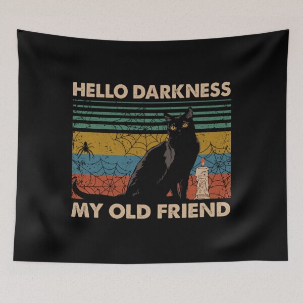 Item preview, Hello Darkness My Old Friend Black Cat designed and sold by RakelKarlsson.