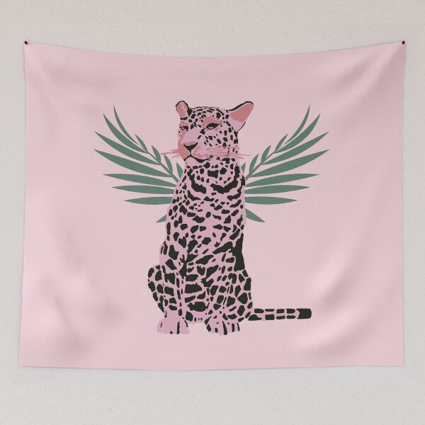 Item preview, Tropical Pink Cheetah and Leaves designed and sold by cerenalkan.