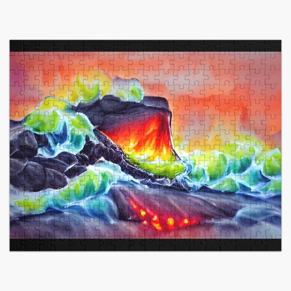 Item preview, AI Generated Art, Lava tidal wave glowing neon watercolour designed and sold by Anna Chidiac.