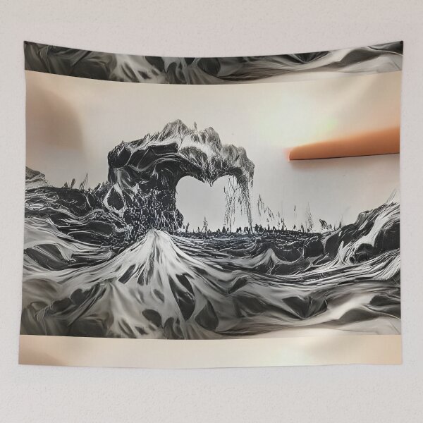 Item preview, AI Generated Art, Tidal wave of lava ink drawing designed and sold by ACC .