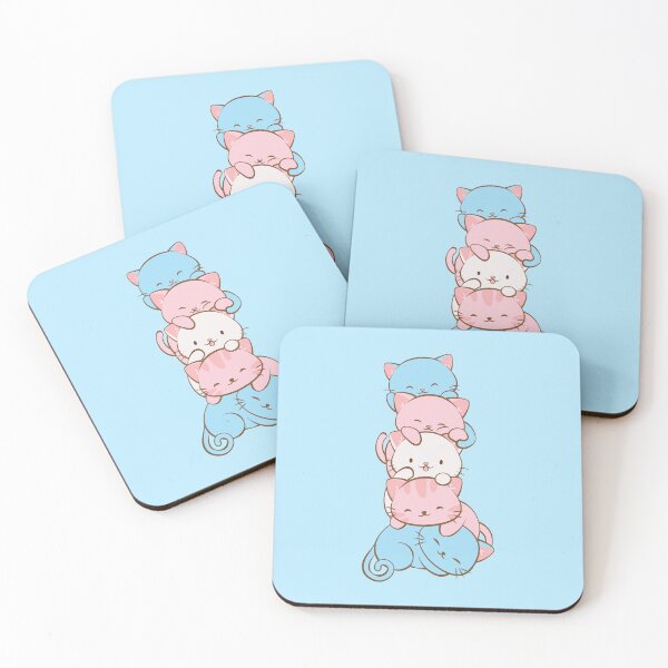 Item preview, Transgender Pride Cute Kawaii Cats With Pastel Blue Background Subtle LGBTQ Trans Pride designed and sold by Irene Koh.