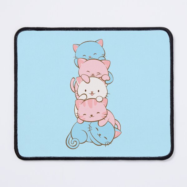 Item preview, Transgender Pride Cute Kawaii Cats With Pastel Blue Background Subtle LGBTQ Trans Pride designed and sold by Irene Koh.