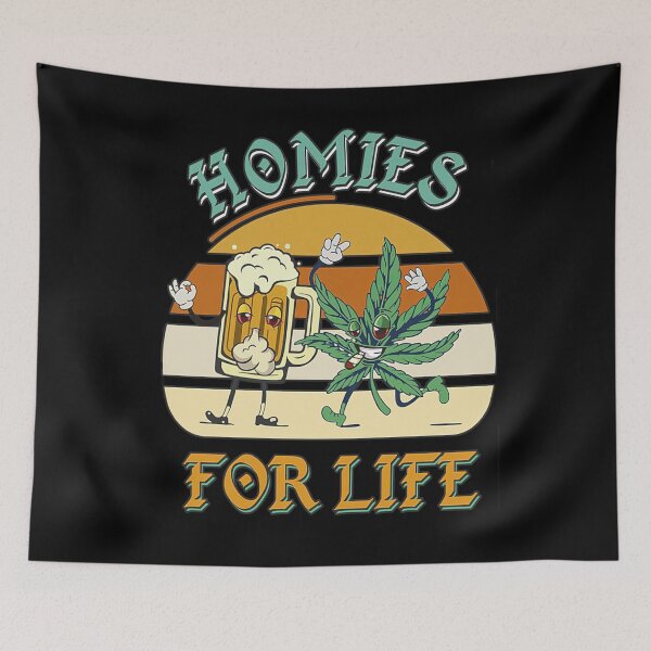 Item preview, Cannabis and Beer Homies For Life Retro Style designed and sold by HorsesForLife15.