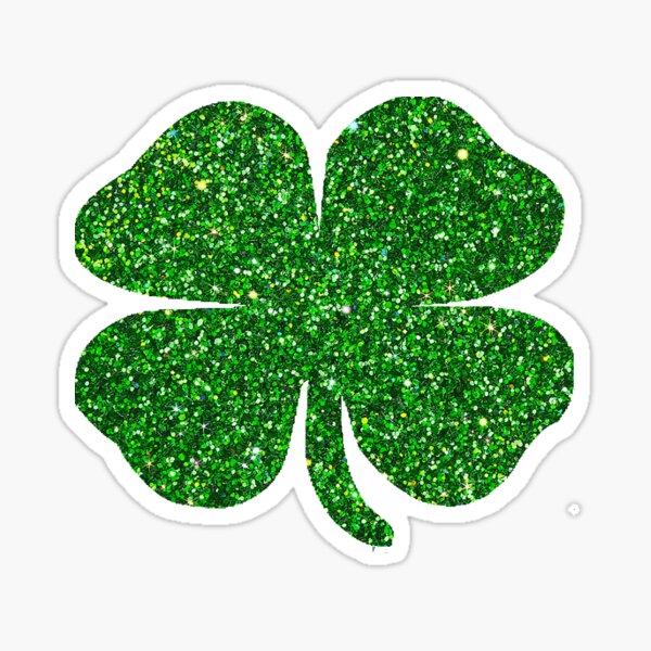 Green Glitter Shamrock Four Leaf Clover PNG — drypdesigns