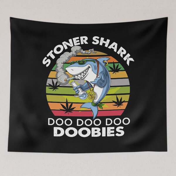 Item preview, Cannabis Shark Stoner Shark Doo Doo Doobies Retro Style designed and sold by HorsesForLife15.