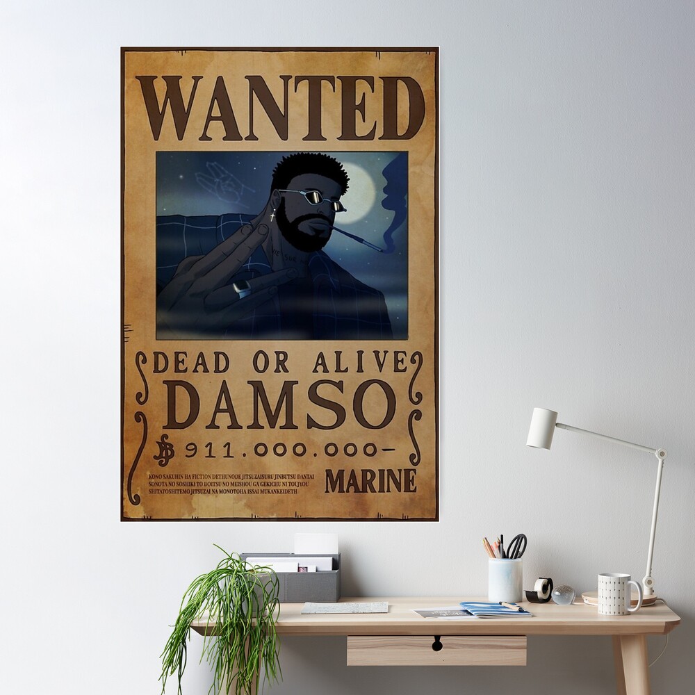 Poster avec l'œuvre « Damso Wanted Poster Dead or Alive » de l'artiste  ErwanTwoThree