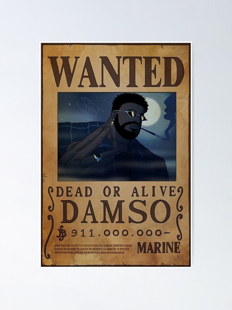 Poster avec l'œuvre « Damso Wanted Poster Dead or Alive » de l'artiste  ErwanTwoThree